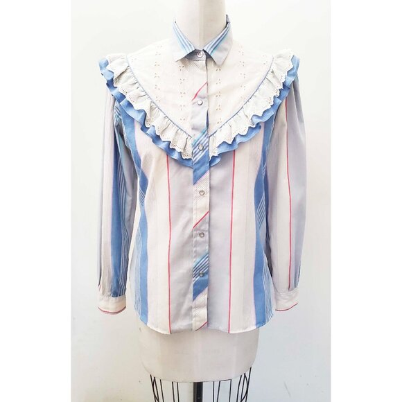 Vintage KENNY ROGERS Women's Cowgirl Western Prairie Shirt Blouse Ruffles - Picture 7 of 7